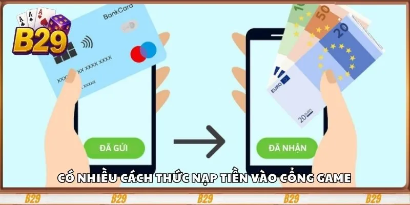 Có nhiều cách thức nạp tiền vào cổng game mà bạn có thể dùng